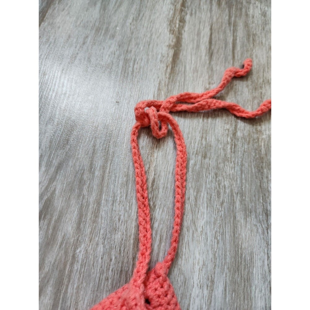 Handmade Crochet Fishtail Crop Top Bubblegum Pink Boho Festival Hippie Knit Sz M - Picture 5 of 7